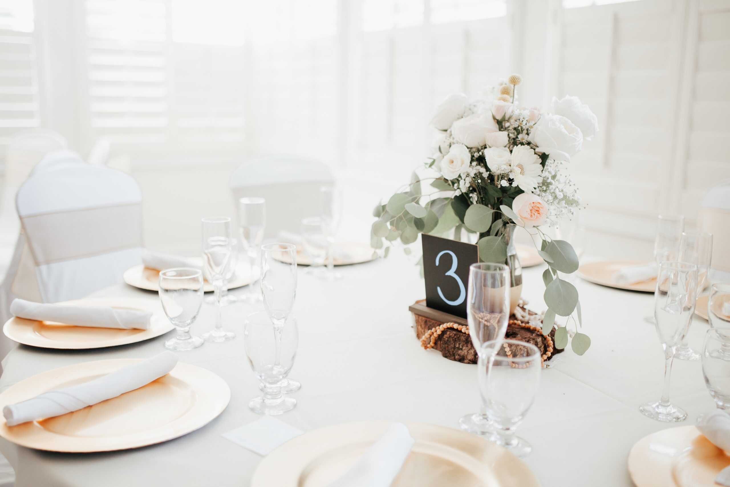 Tisch Nummer 3 auf klassischer Hochzeit